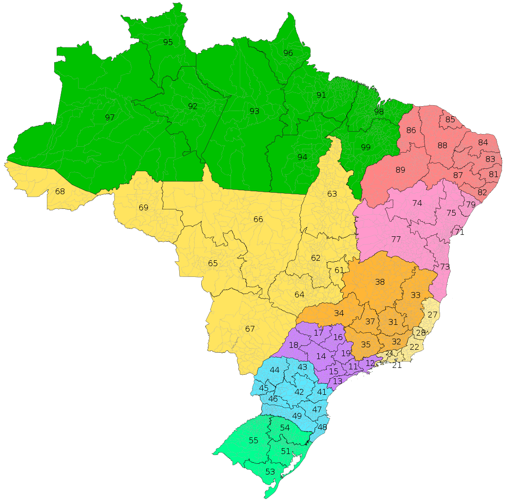 Mapa do Brasil (por código DDD)