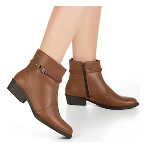 Bota Fem. Casual Marrom Cano Curto